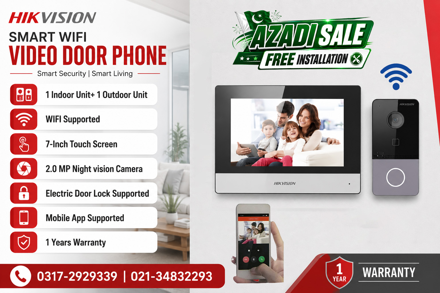 Smart WIFI Video Door Phone with Free Installation
