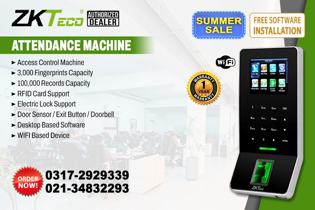 Zkteco F-22 (Wifi Based Device) with Free Software Configuration