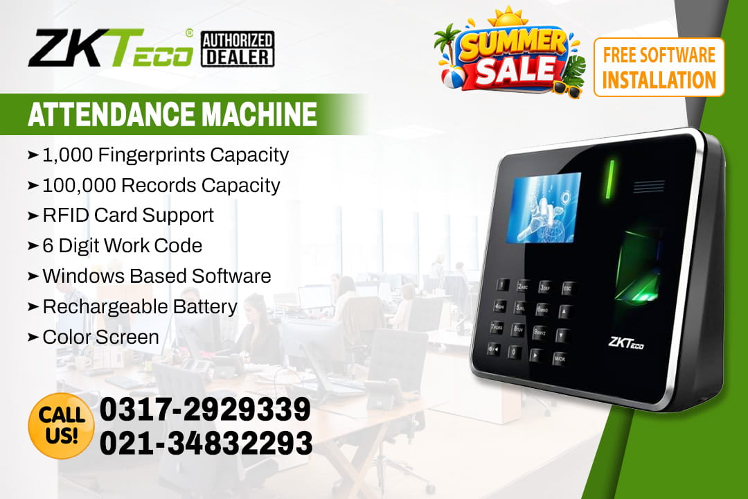Attendance Machine ZKTeco K-50 with Free Software Configuration