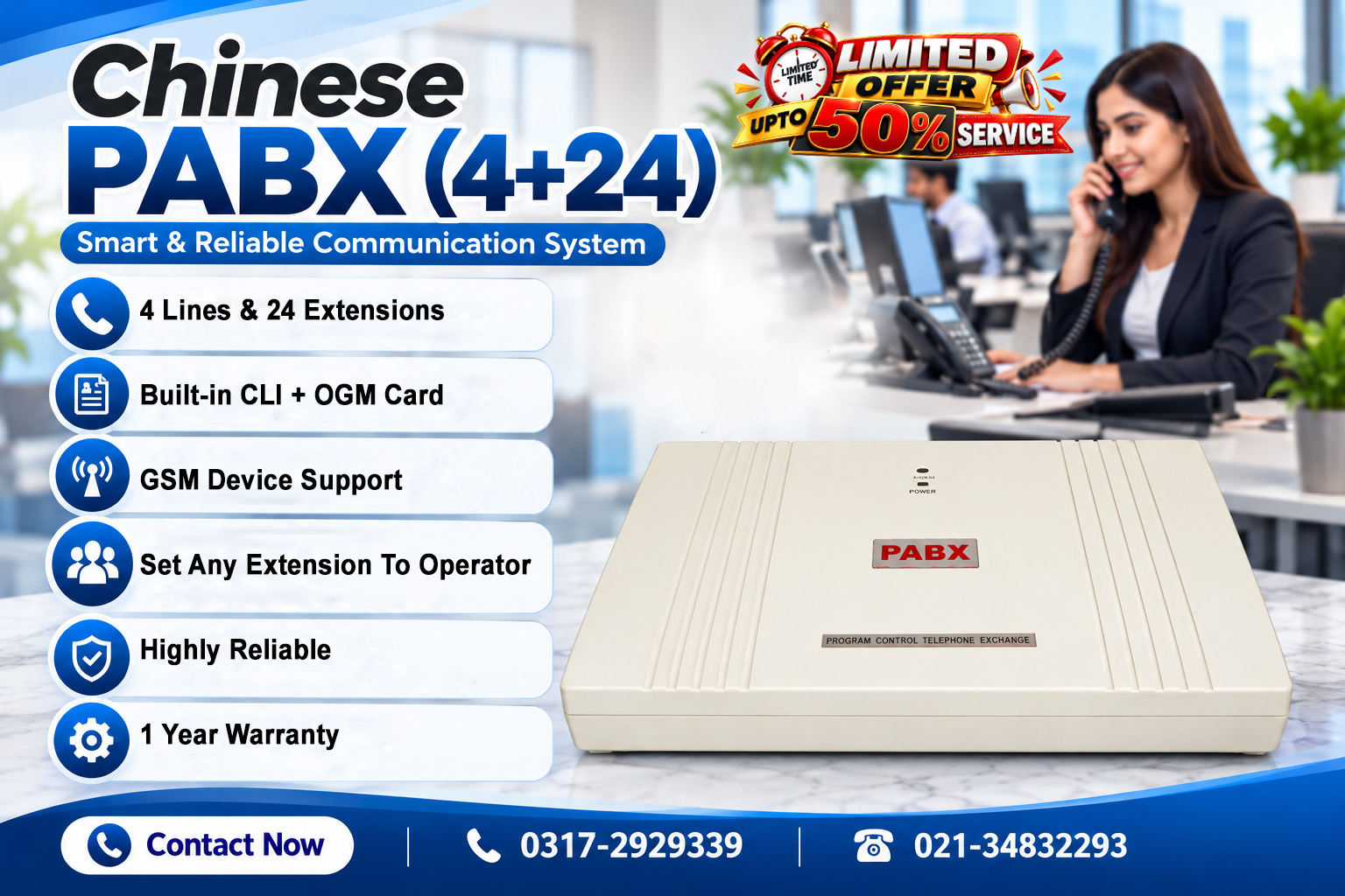 Chinese PABX (4+24) with Upto 50% off Service