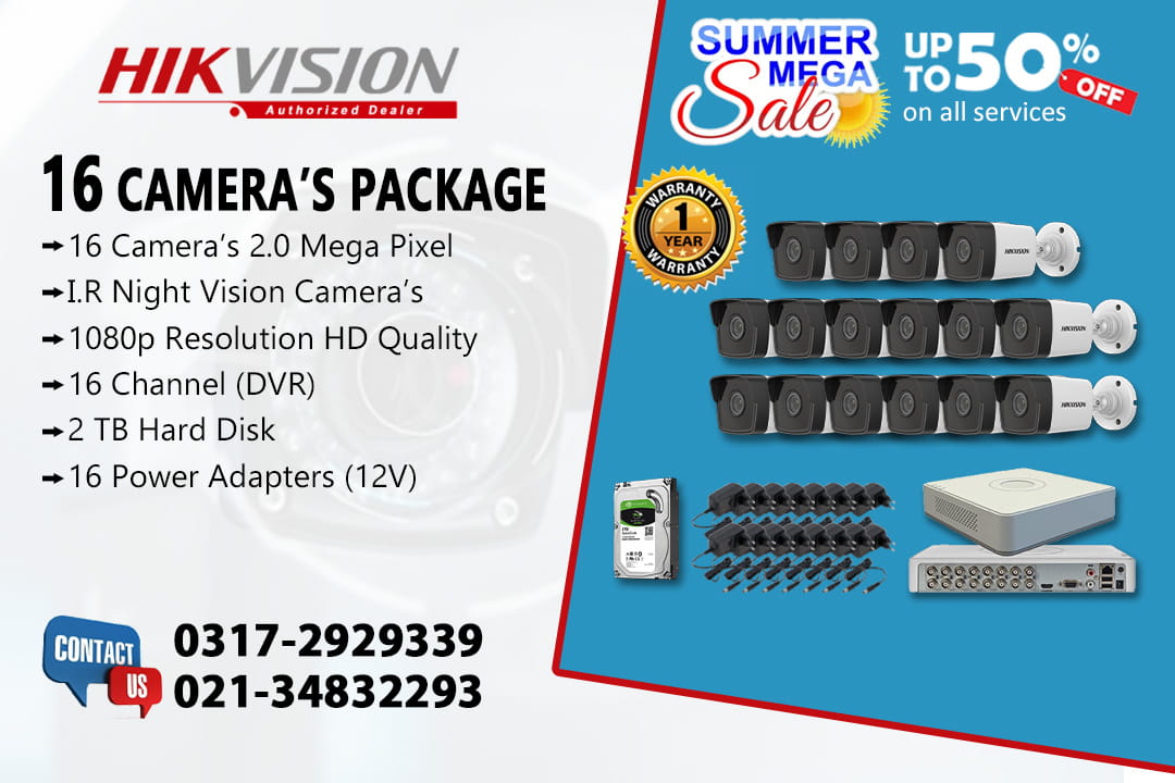 16 CCTV Cameras 2.0MP with 50% off Service