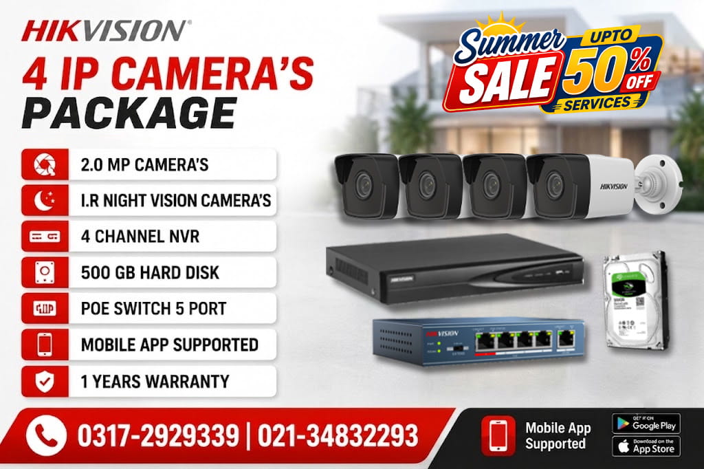 4 IP CCTV Cameras 2.0MP with 50% off Service