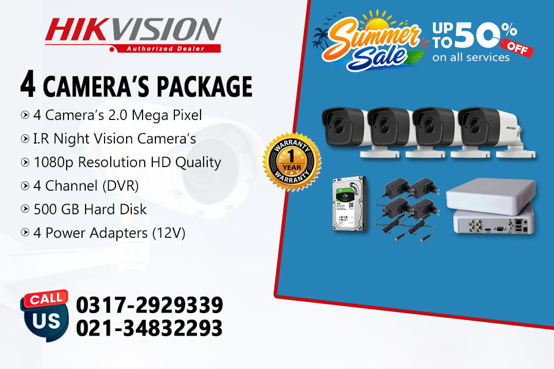 4 CCTV Cameras 2.0MP with 50% off Service