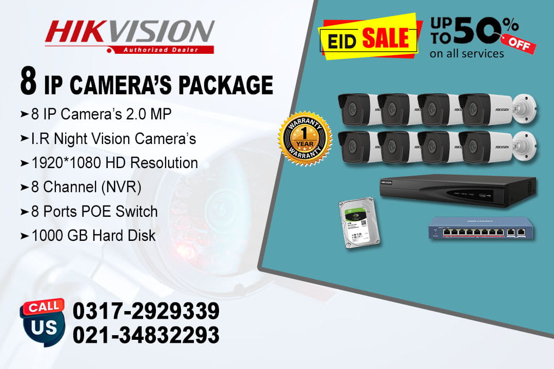 8 IP Cameras 2.0MP with 50% off Service