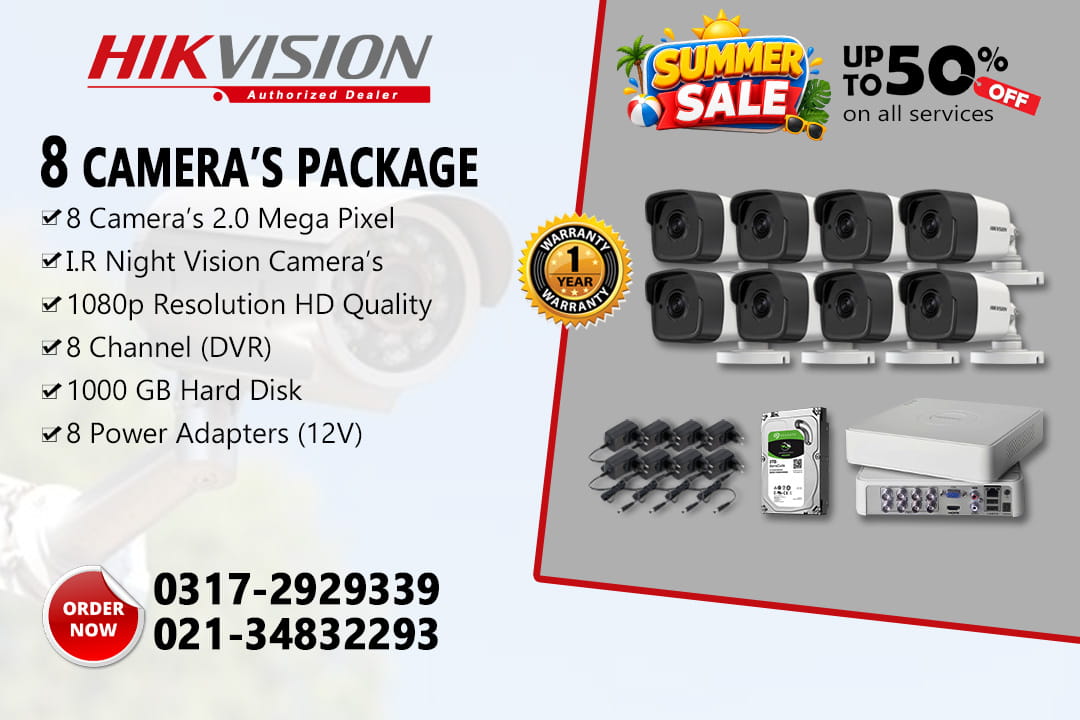 8 CCTV Camera 2.0MP With 50% off Service