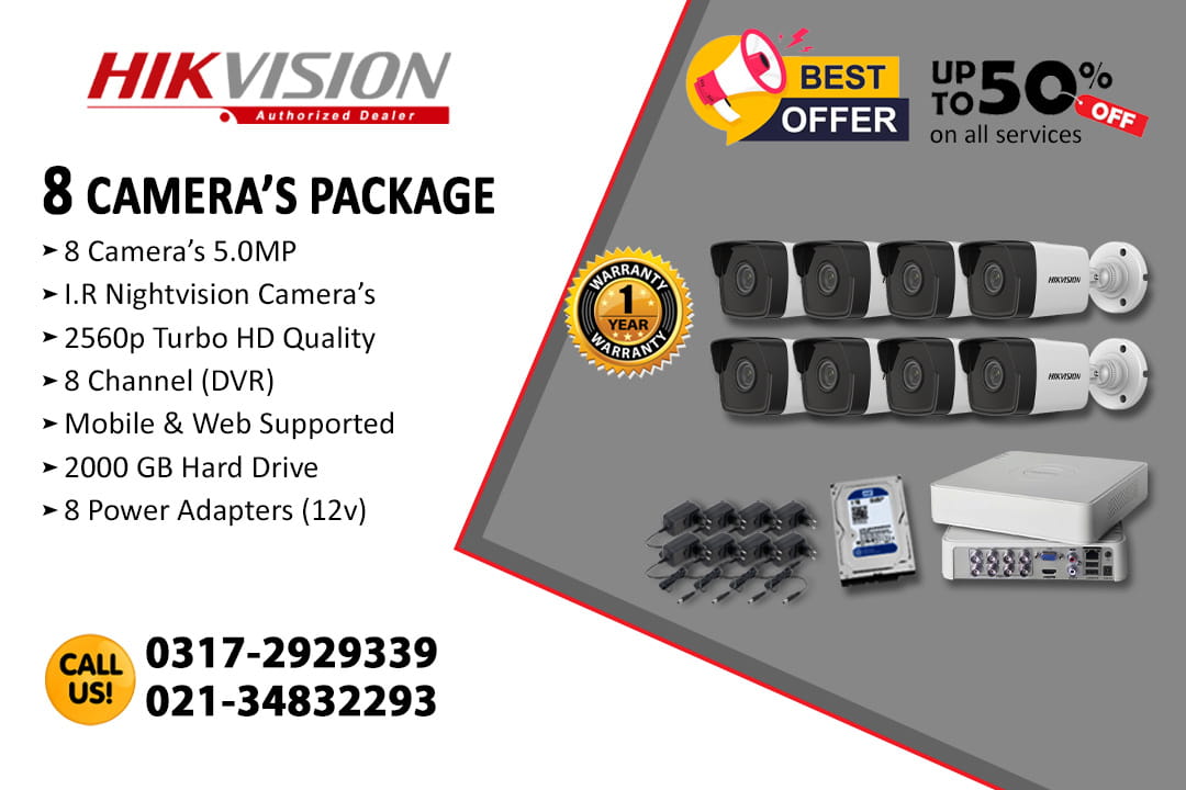 8 CCTV Camera 5.0MP With 50% off Service