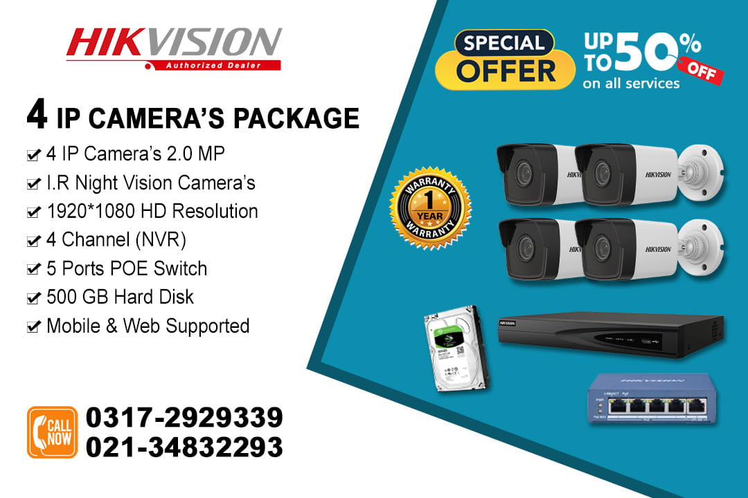 4 IP Cameras 2.0MP With 50% Off Service
