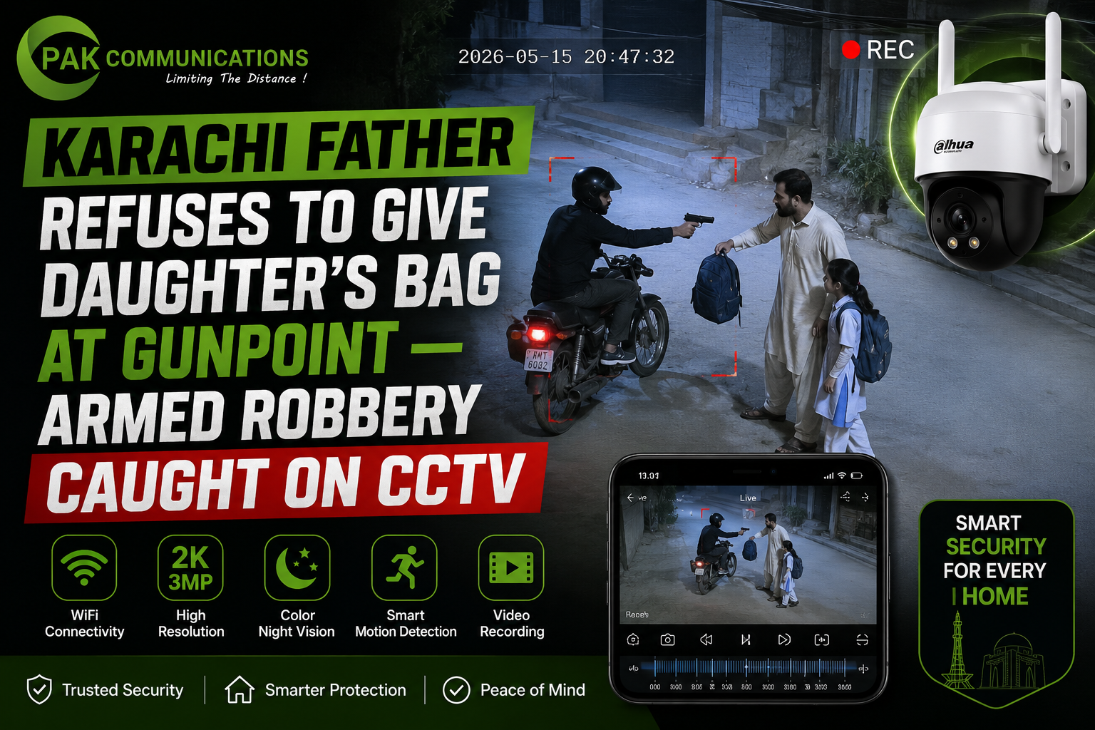 Karachi Father Robbed at Gunpoint — CCTV Catches It